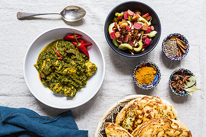 Pakistansk-kylling-med spinat-Morgh-Barek